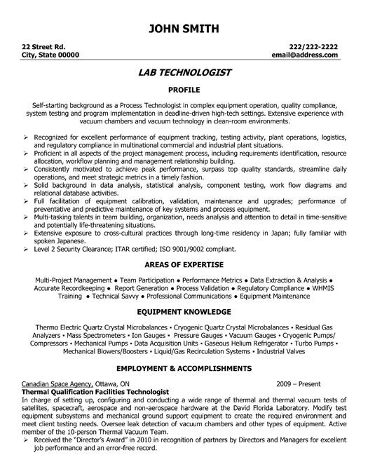 Medical Technologist Resume Examples