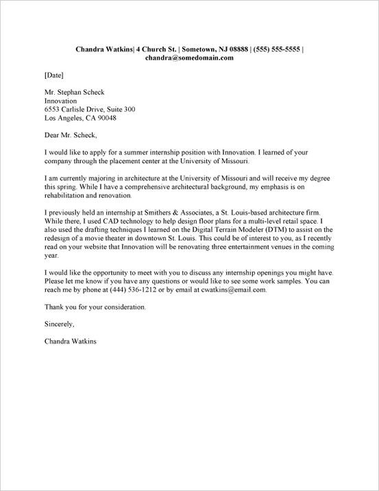 Example Of A Good Application Letter