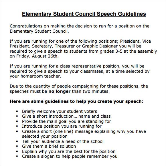 Short Speech Ideas For Student Council