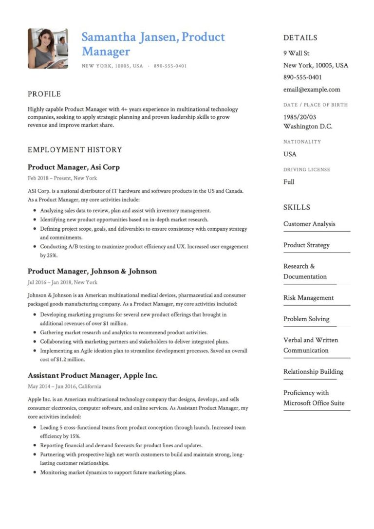 Example Of Excellent Cv Pdf