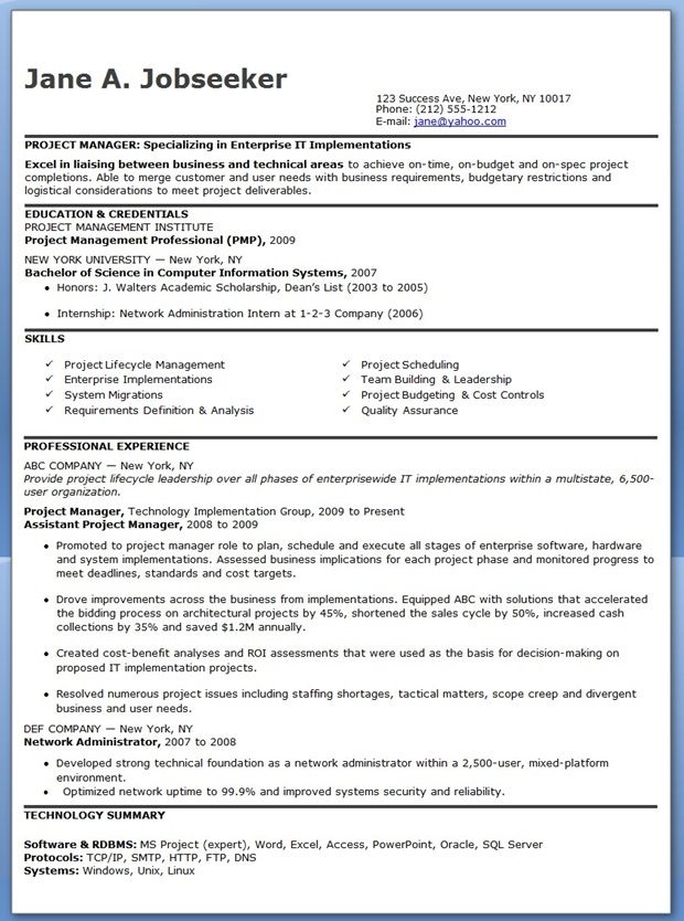 Project Manager Resume Keywords