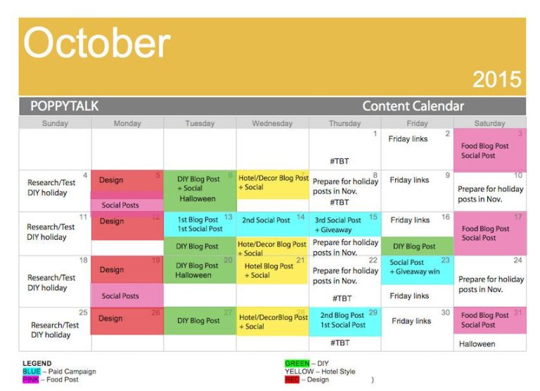 Sample Editorial Calendar