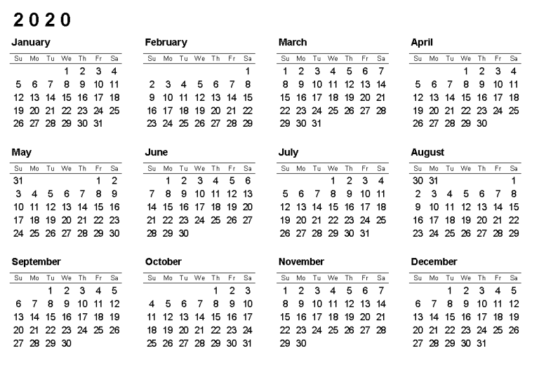 Calendar 12 Month Design