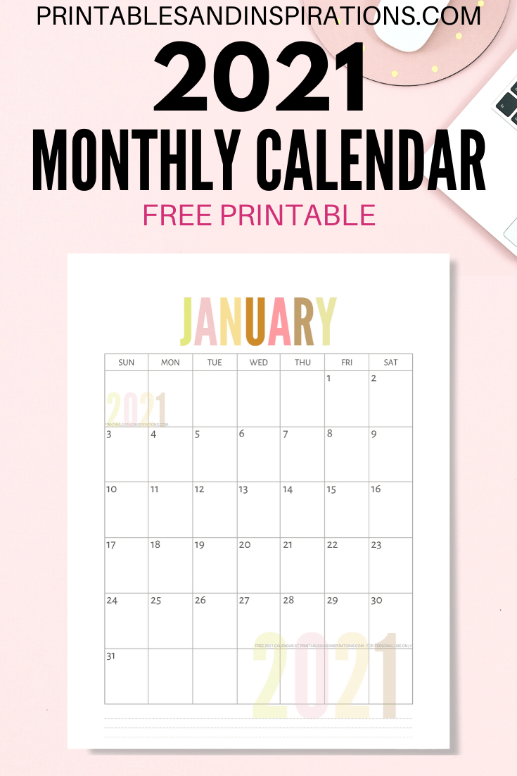 Monthly Calendar Design 2021