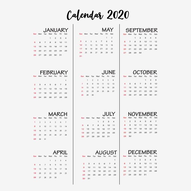 2020 Calendar Graphic Design