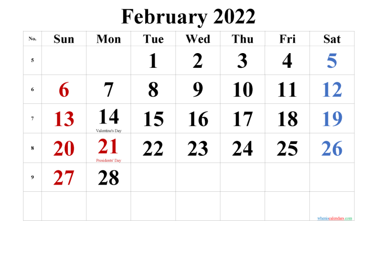 February 2022 Calendar Design