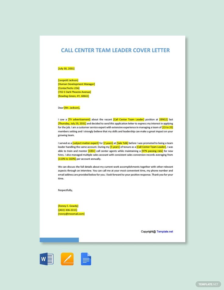 Motivation Letter For Call Center Job