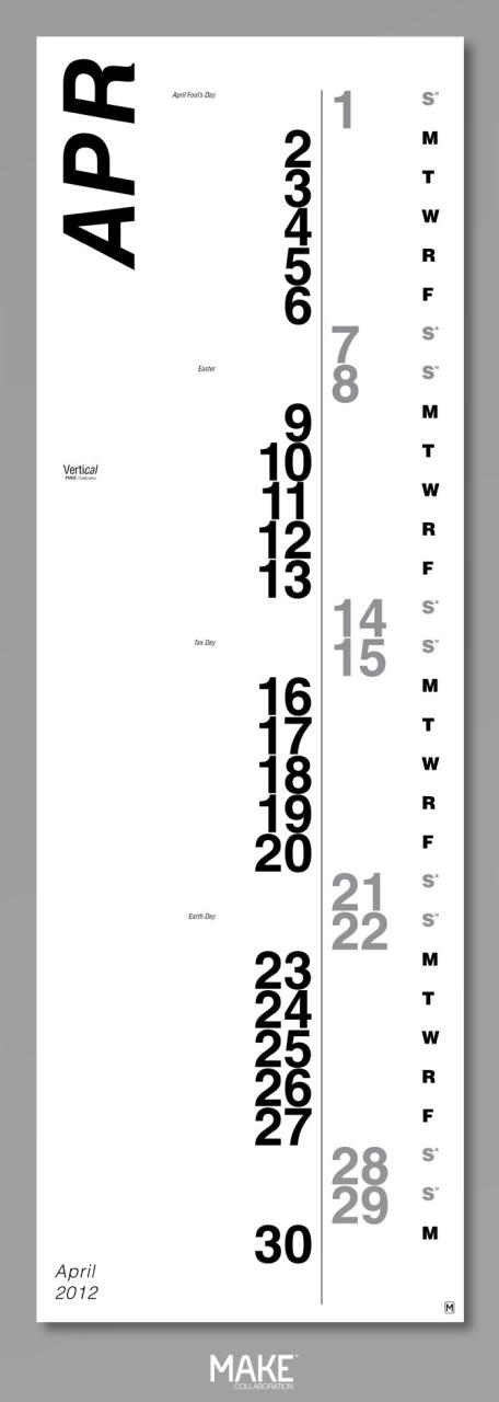 Vertical Calendar Graphic Design