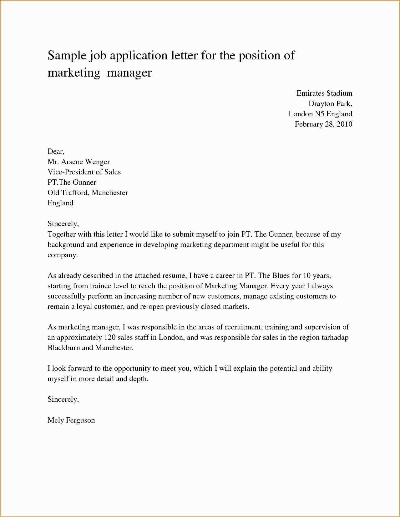 Model Cover Letter For Job Application