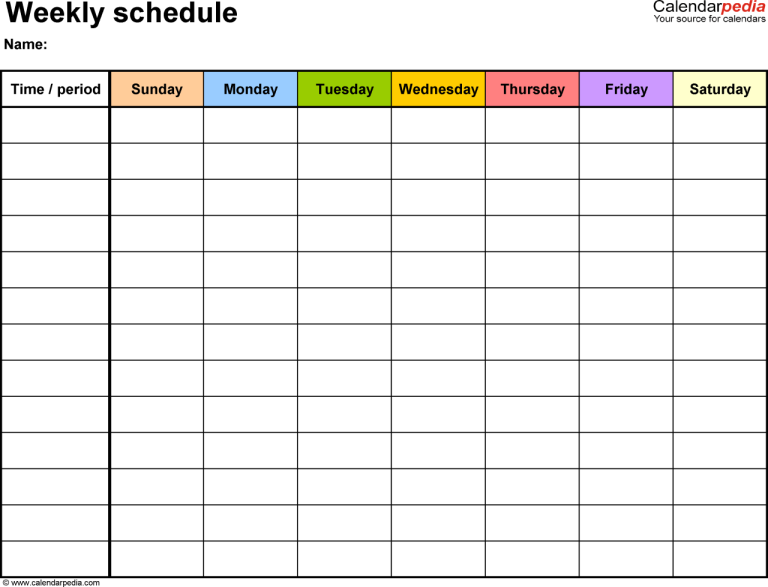 Weekly Schedule Planner Example