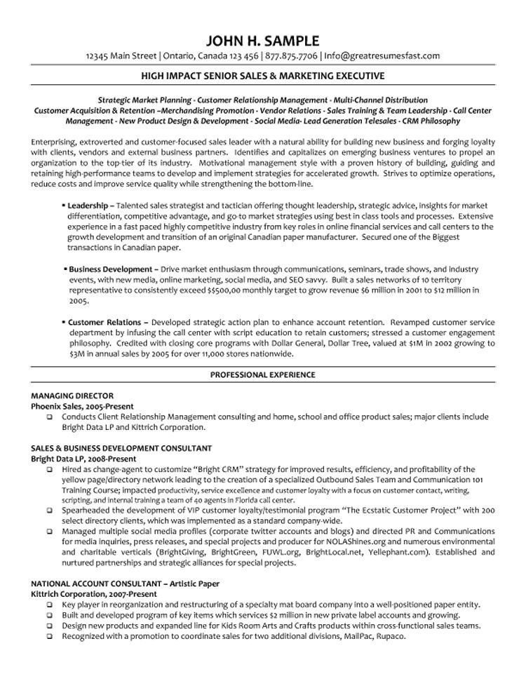 Sales And Marketing Manager Resume
