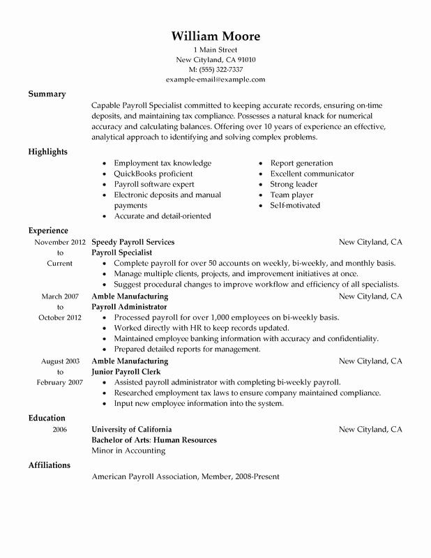 Bookkeeper Resume Examples
