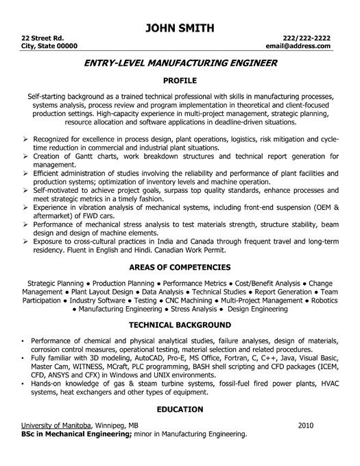 Process Engineer Resume Manufacturing Industry