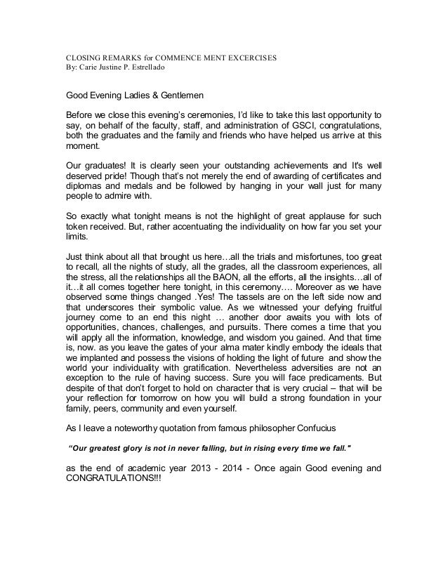 closing remarks application letter