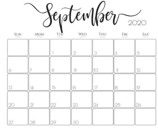 September 2020 Calendar Design