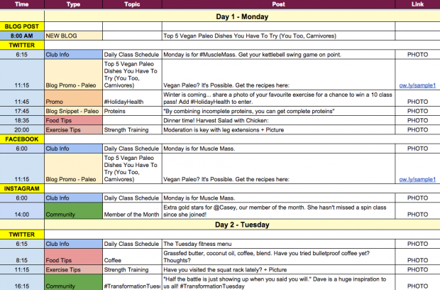 Blog Calendar Example