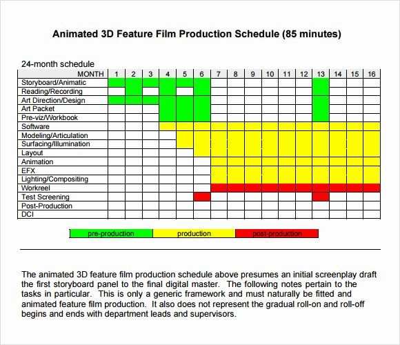 Production Calendar Example