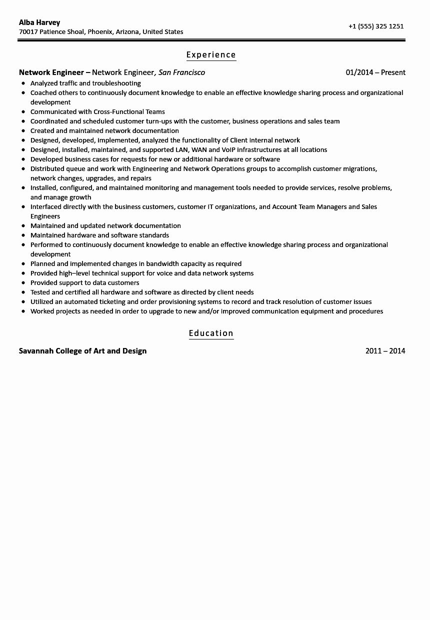 Network Engineer Resume Summary