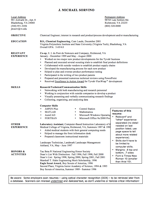 Chemical Engineer Resume Format