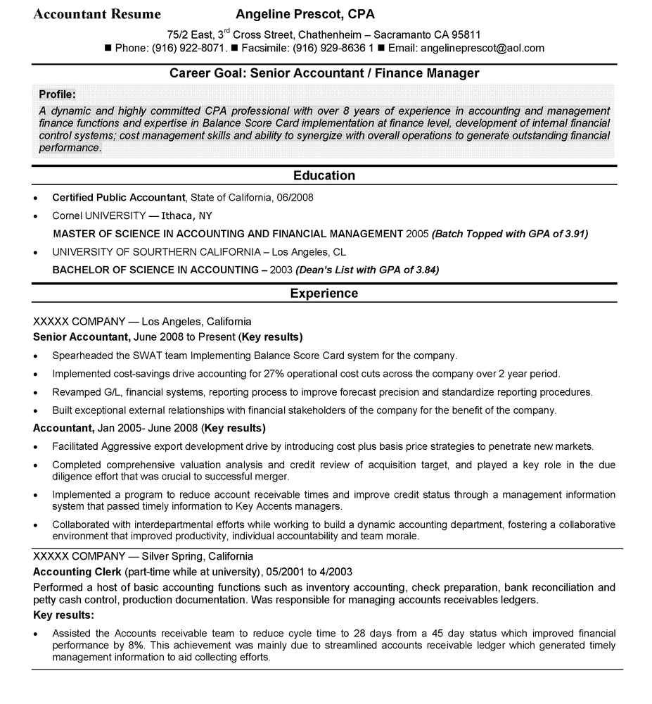 Resume Sample Doc For Experienced Professionals