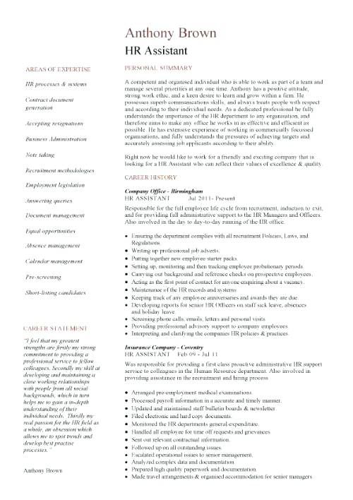 Human Resources Assistant Resume Examples