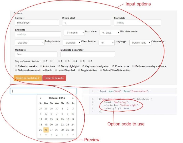 Calendar Example Bootstrap