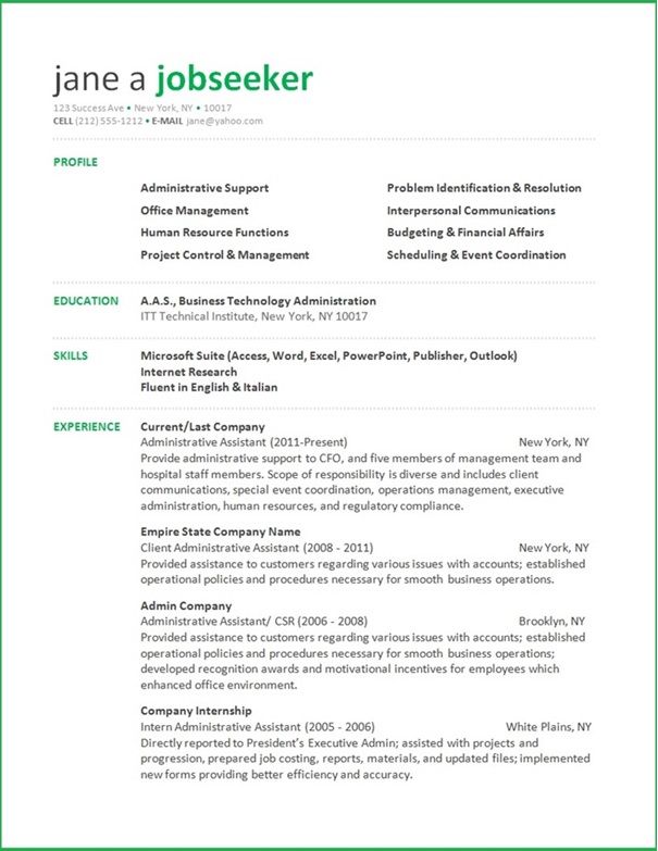 Administrative Assistant Resume Sample Word