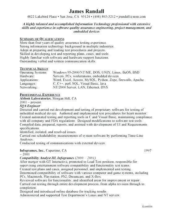 Quality Engineer Resume Pdf