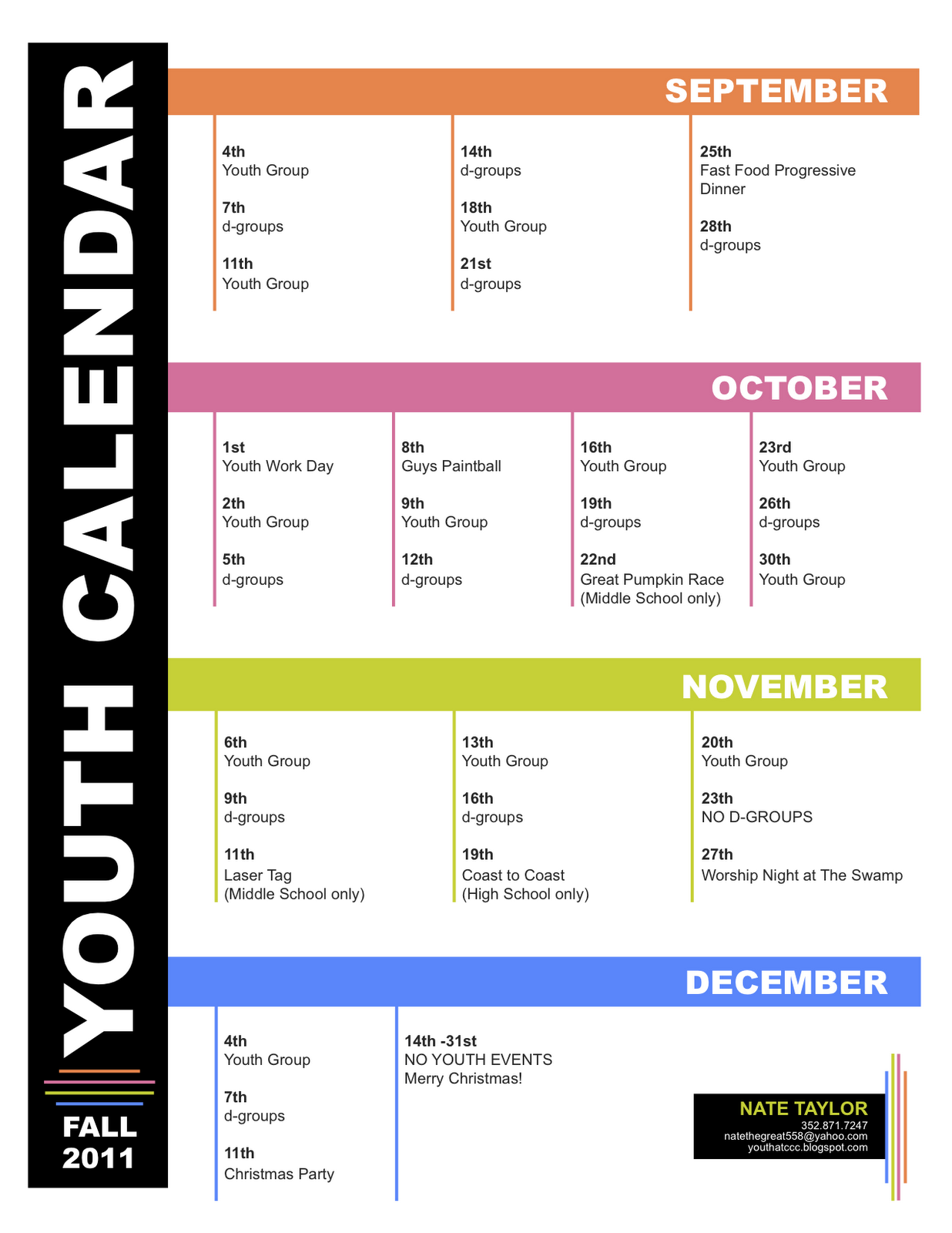 Sample Church Calendar Of Activities