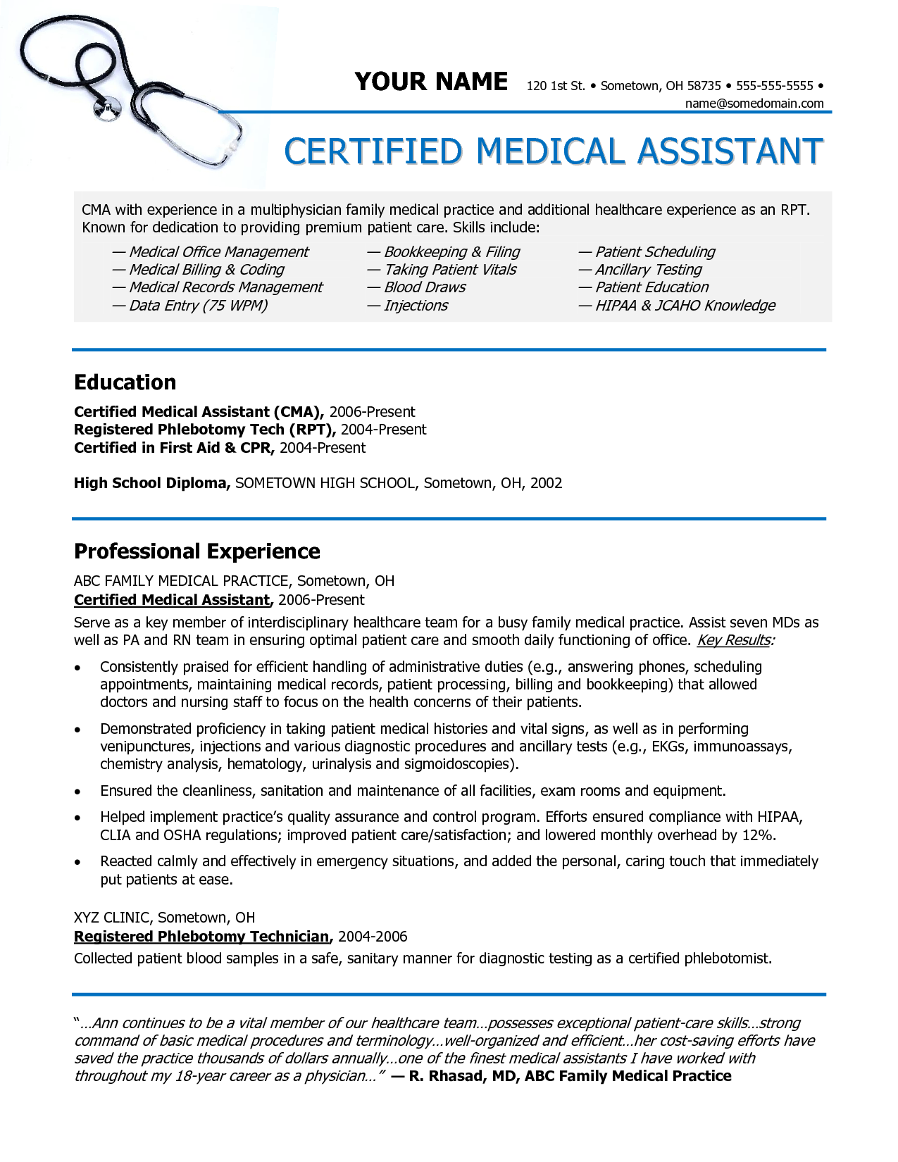 Medical Assistant Resume Examples