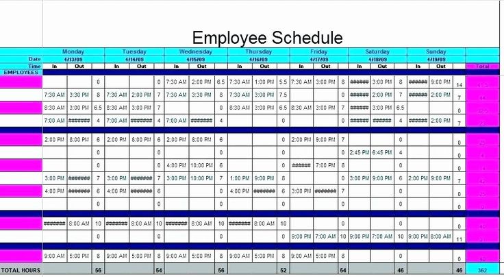 Sample Daycare Employee Schedule