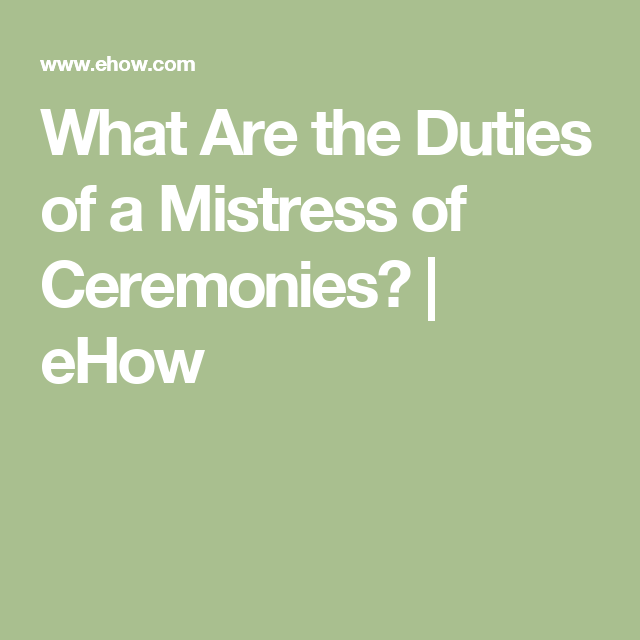 What Is A Master And Mistress Of Ceremony