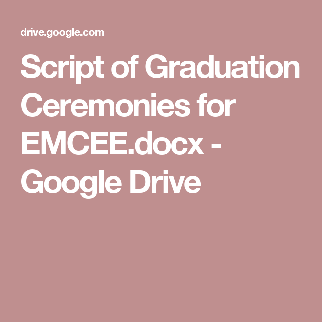 Graduation Script For Emcee
