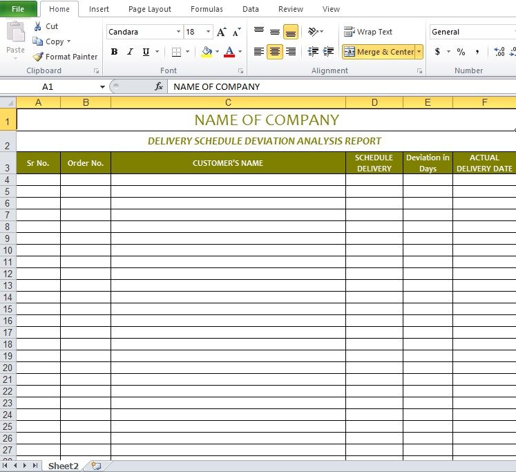 Schedule Sample Excel