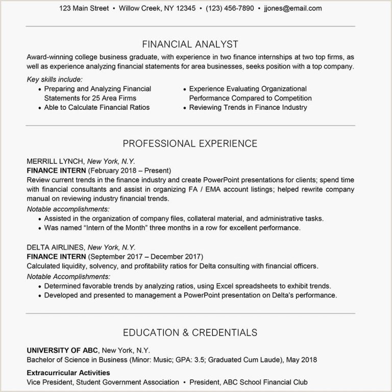 Accounting Student Resume For Internship