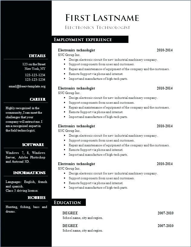 Tech Resume Template Download
