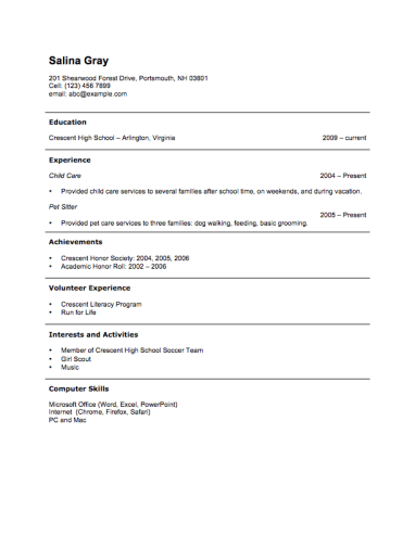 Resume Experience Examples For Students