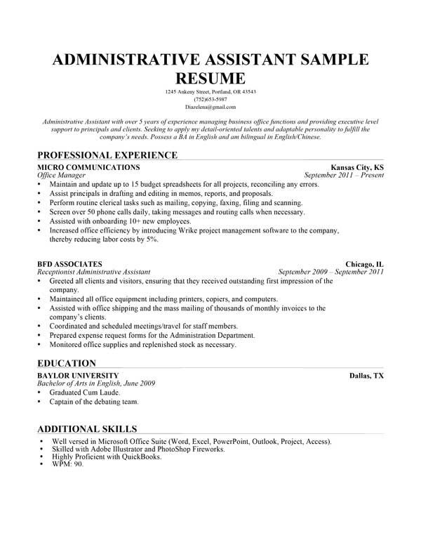 Administrative Assistant Resumes