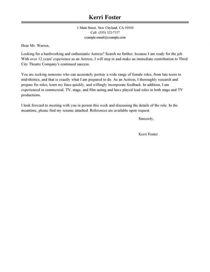 Acting Cover Letter Template