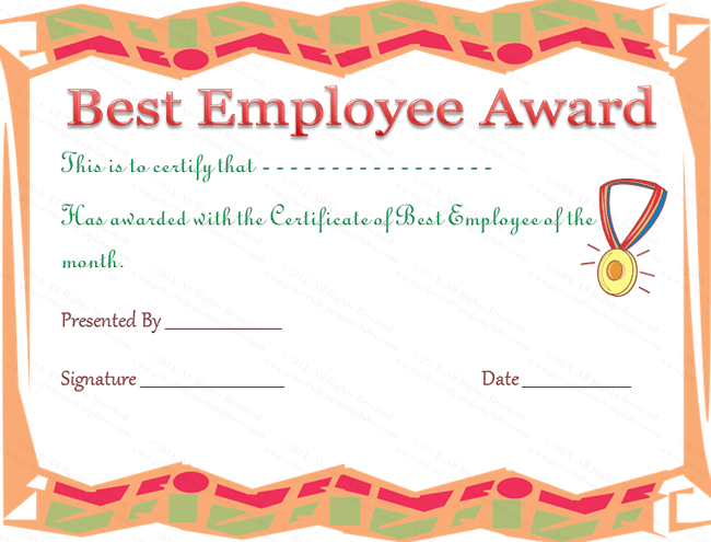 Best Employee Award Template