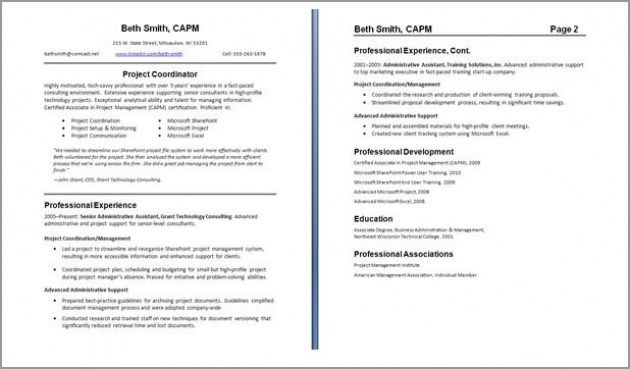 Two Page Resume Example