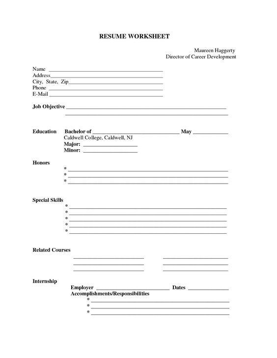 Blank Cv Template To Fill In