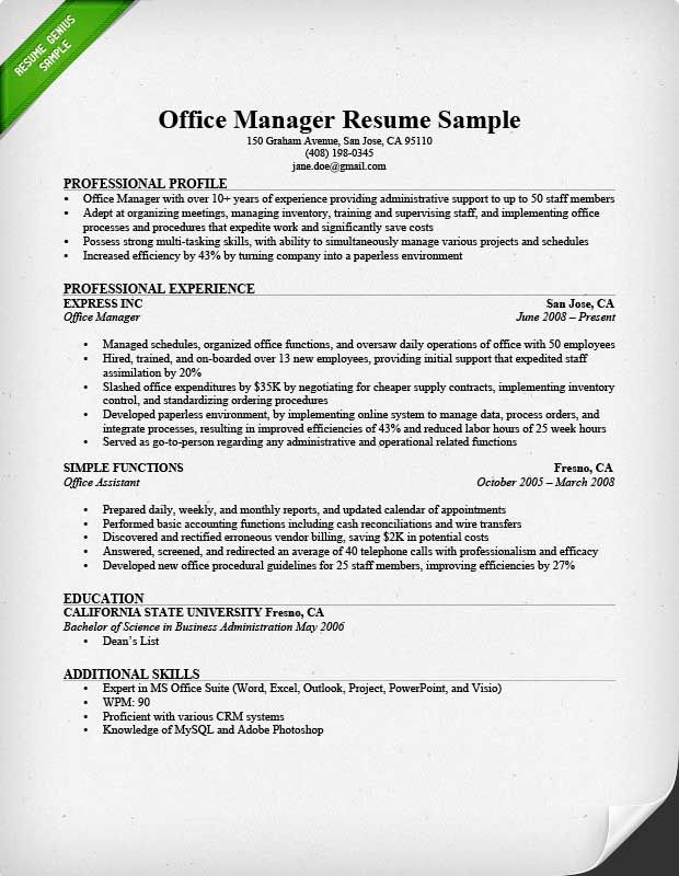 Office Resume Examples