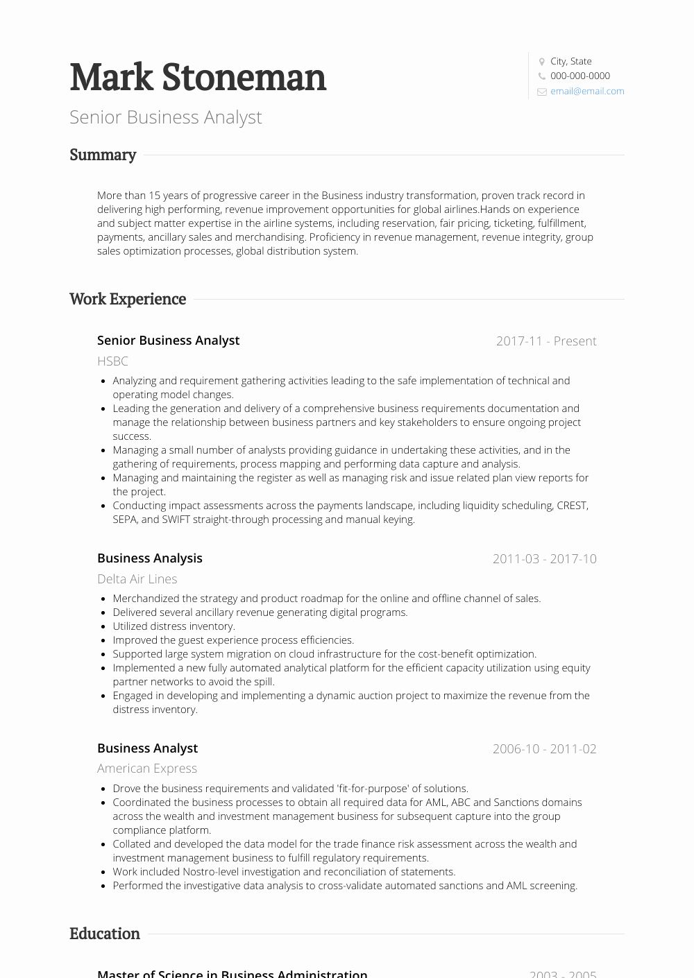 It Business Analyst Resume