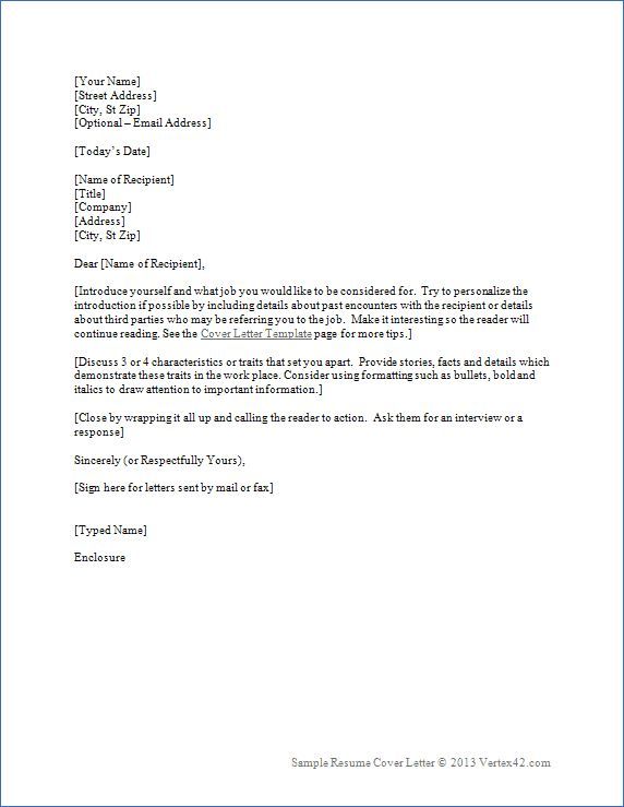 Cover Letter For Resume Examples Free