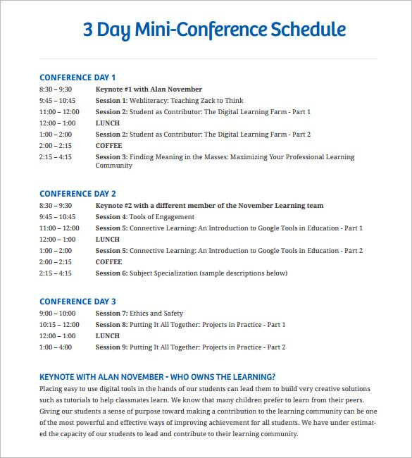 Event Schedule Example