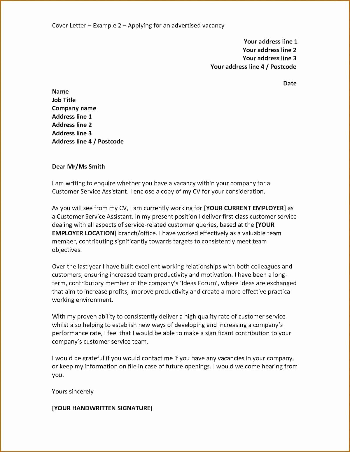 Draft Of An Application Letter