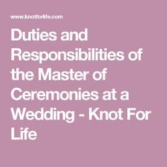 Wedding Master And Mistress Of Ceremonies Duties