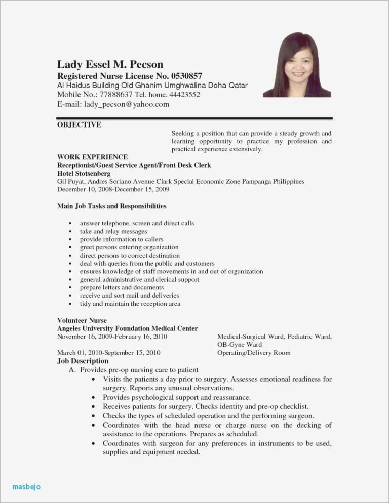 Sample Resume For Nurses With Experience In The Philippines