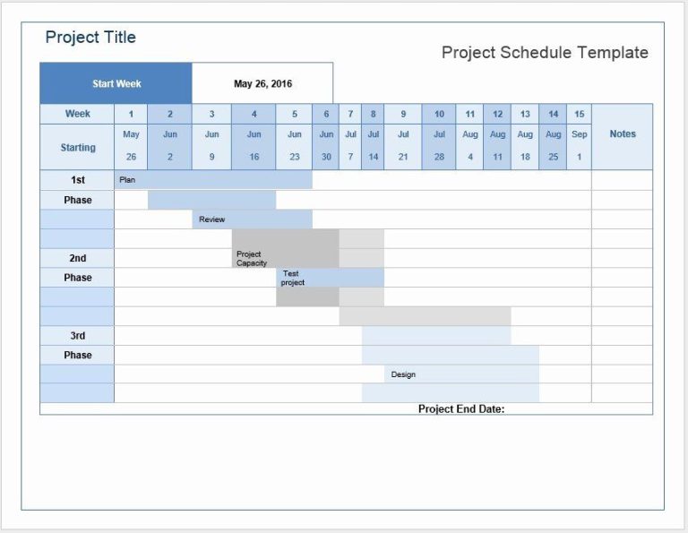 Project Schedule Plan Template
